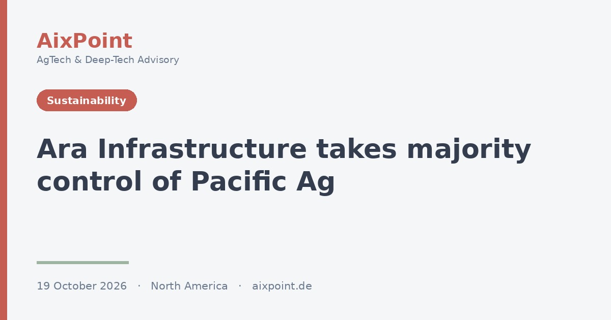 Ara Infrastructure übernimmt die Mehrheit an Pacific Ag, dem größten Netzwerk für Ernterückstände in Nordamerika