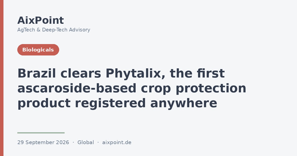 Brazil clears Phytalix, the first ascaroside-based crop protection product registered anywhere