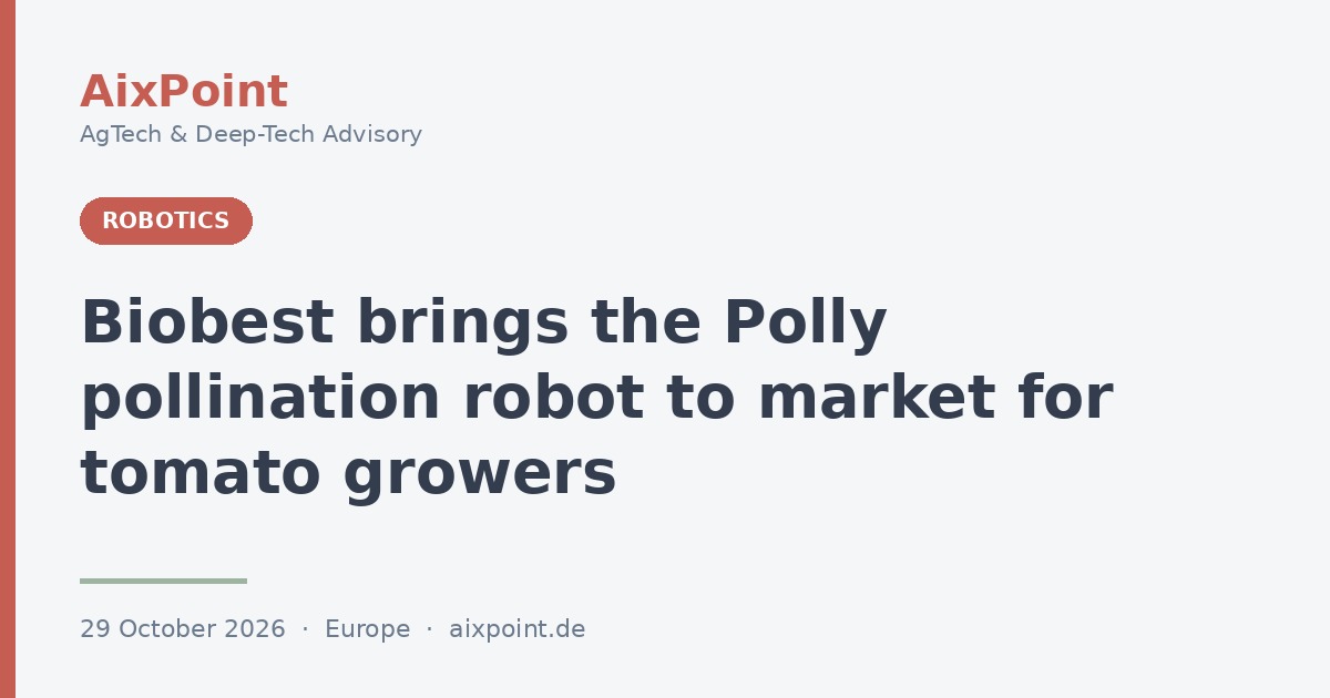 Biobest brings the Polly pollination robot to market for tomato growers