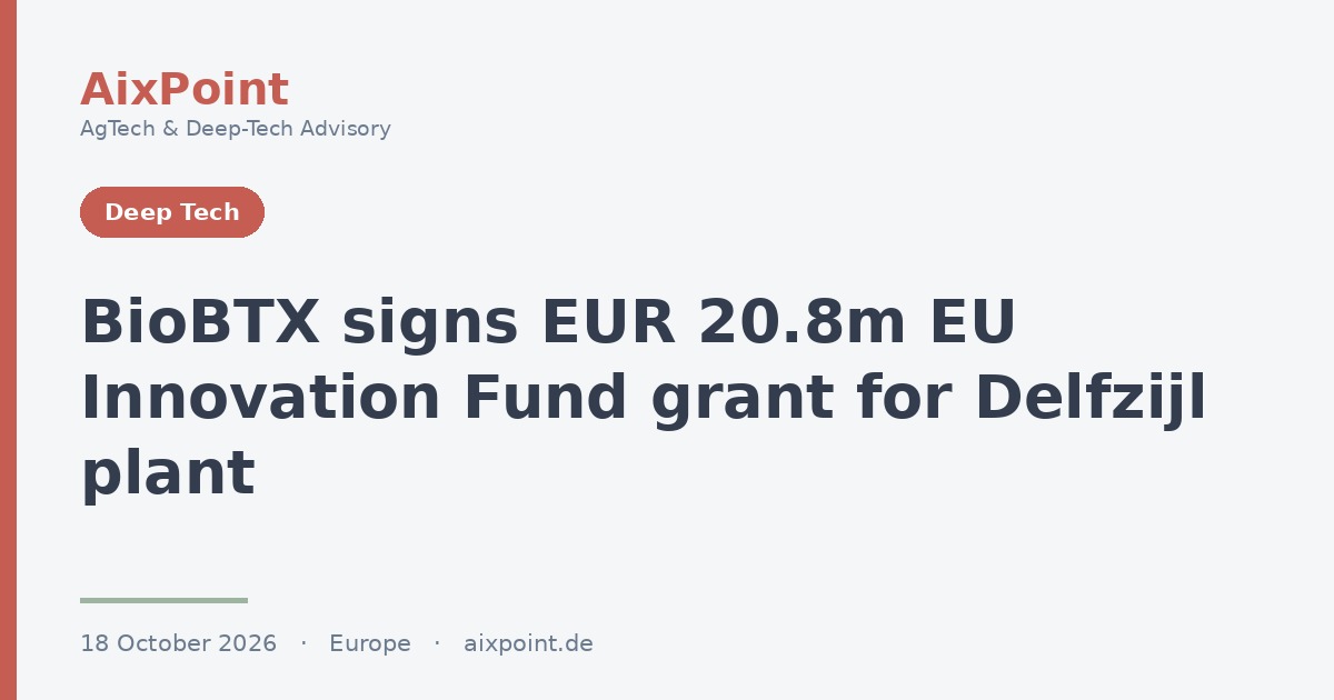 BioBTX firma 20,8 mln € dal Fondo per l'innovazione dell'UE per l'impianto di Delfzijl
