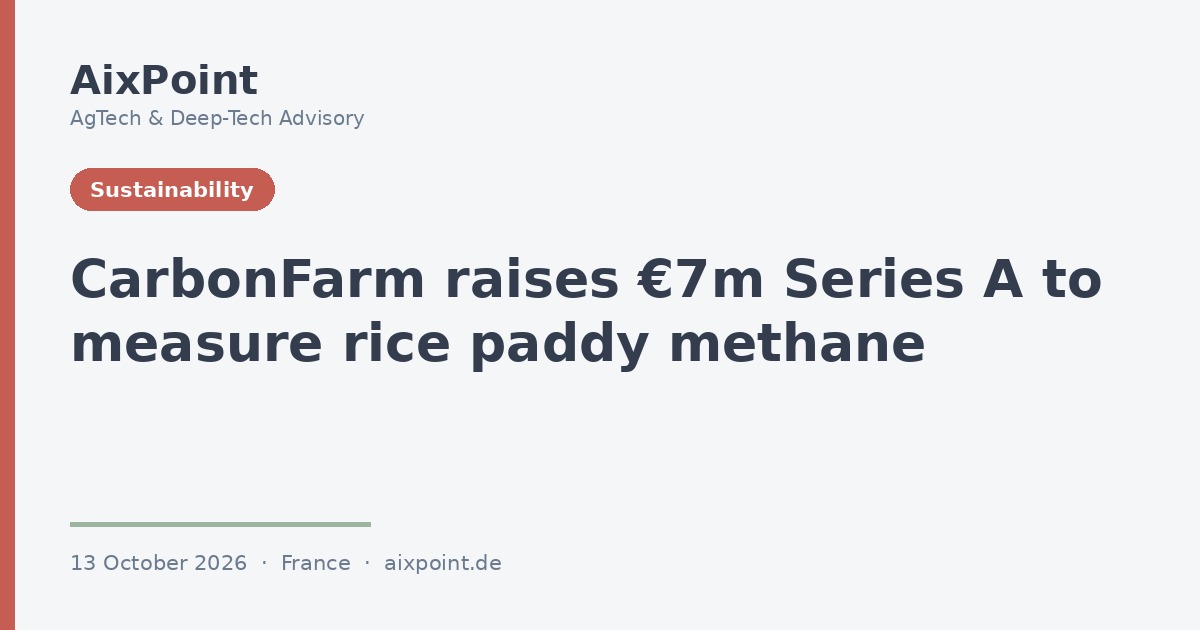CarbonFarm raises €7m Series A to measure methane coming off rice paddies
