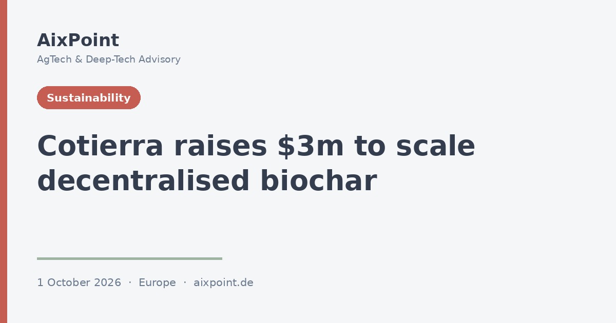 Cotierra raises $3m to take decentralised biochar from field pilots to commercial scale