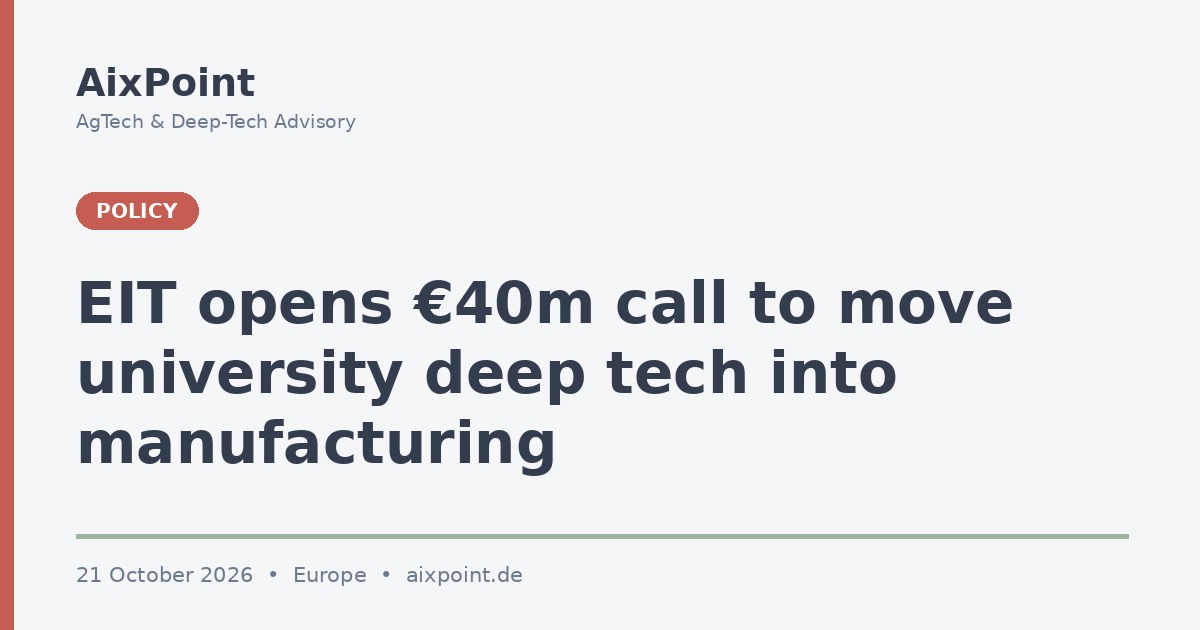 L'EIT apre un bando da 40 mln € per portare il deep tech universitario nella manifattura