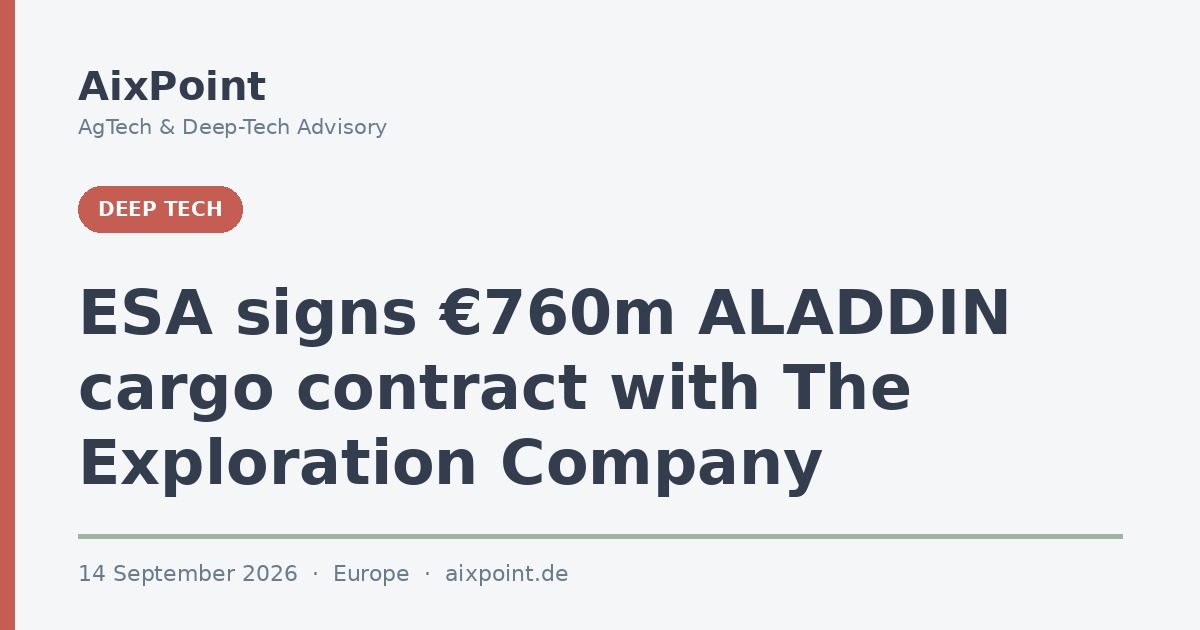 ESA signs €760m ALADDIN cargo contract with The