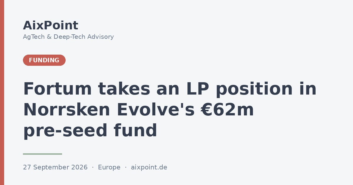 Fortum takes an LP position in Norrsken Evolve's €62m pre-seed fund