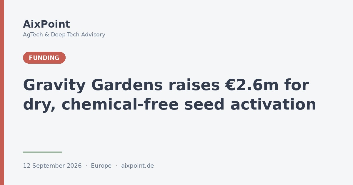 Gravity Gardens raises €2.6m for dry, chemical-free seed activation