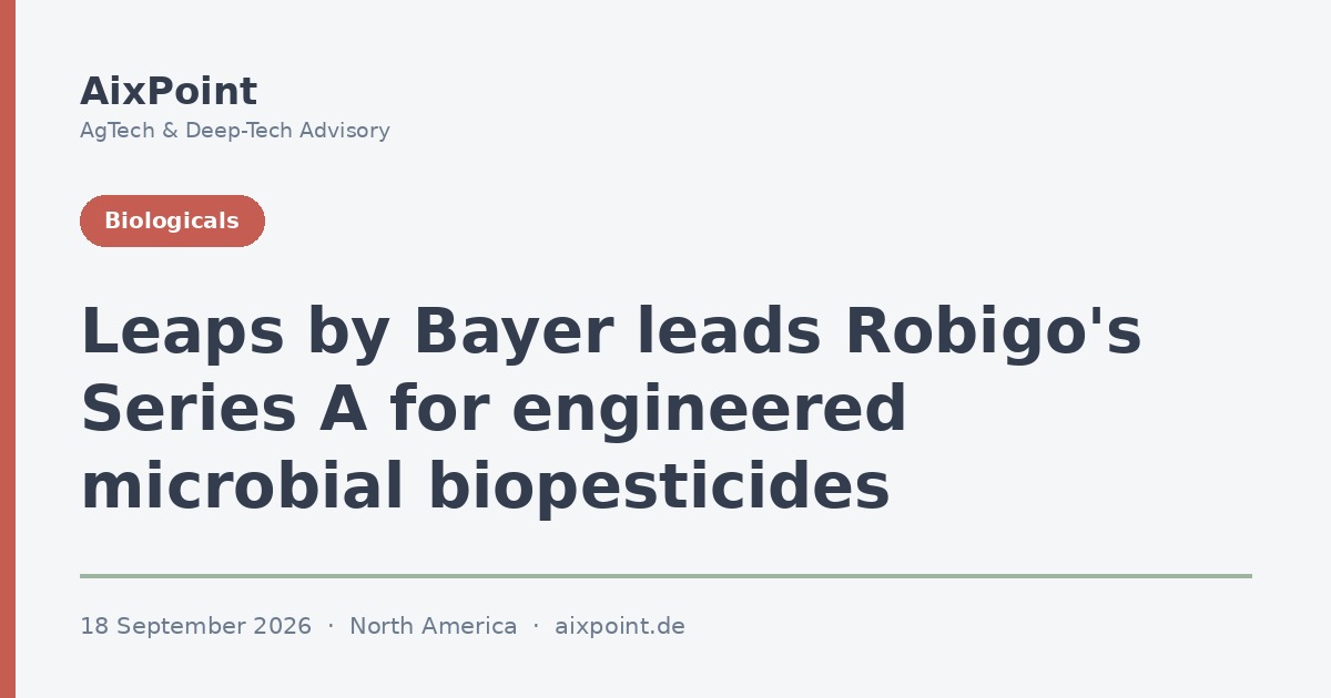 Leaps by Bayer leads Robigo's Series A for engineered microbial biopesticides