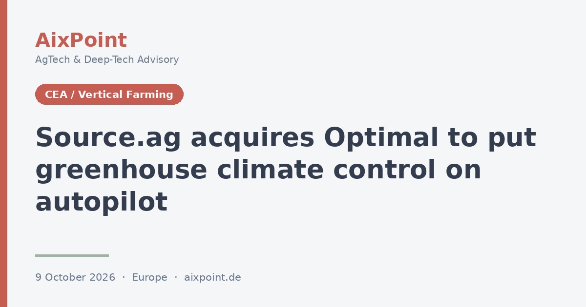 Source.ag acquires Optimal to put greenhouse climate control on autopilot