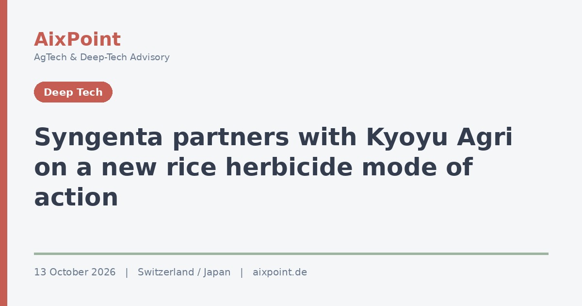 Syngenta partners with Kyoyu Agri to bring a new rice herbicide mode of action to Asia